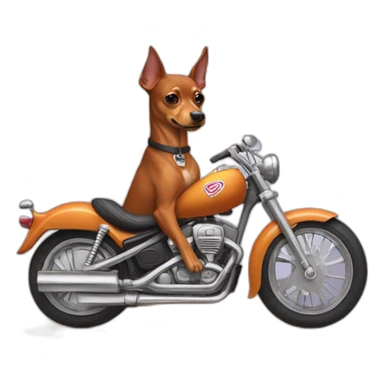 caramel color pinscher dog as basketball player ridding a motorcycle sticker
