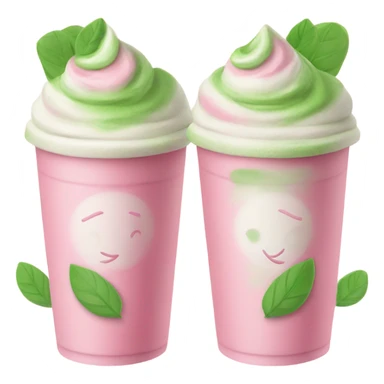 pink and green matcha latte sticker