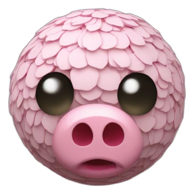 3d sphere with a cartoon wide peony Pig skin texture with spooky eyes sticker