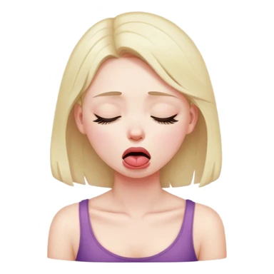girl holding her neck with her eyes closed and tounge out looking upset sticker