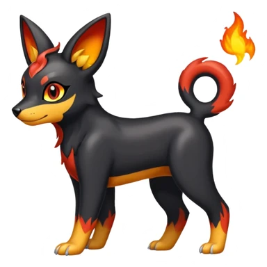 Cute Shiny Houndour-Quilava-Litten-Umbreon-Fakémon-hybrid-creature (full body)  sticker