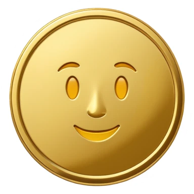 gold coin, shiny, simple, emoji style, no text sticker
