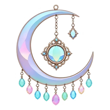 glossy Pastel iridescent crystal crescent damask moon suncatcher sticker