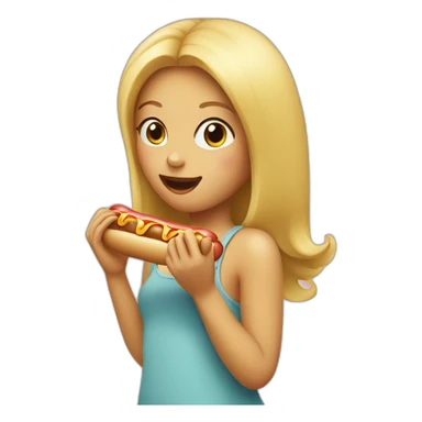 Blond girl eating hot dog sticker