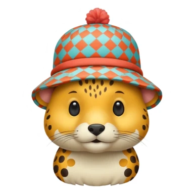 animal wearing patterned hat  sticker