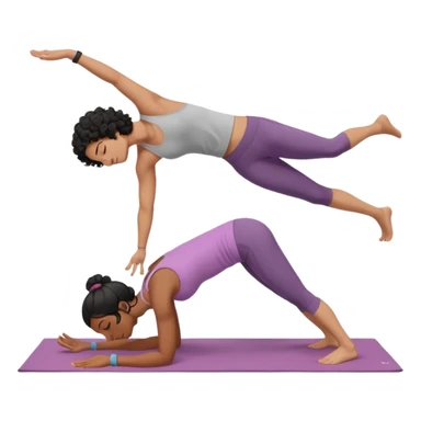 A white guy with black curly hair and an India girl doing yoga together in downward dog sticker