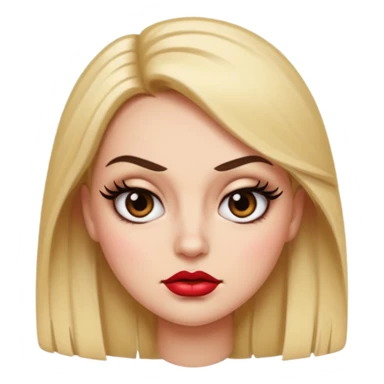 sassy mean girl emoji with long eyelashes, thick glossy lips, side-eye expression, dramatic makeup, smug attitude sticker