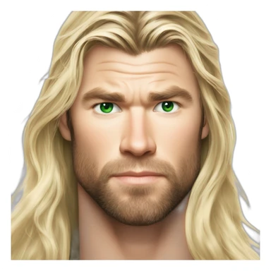 Chris hemsworth kiss blond woman with green eyes amd very very very long hair sticker