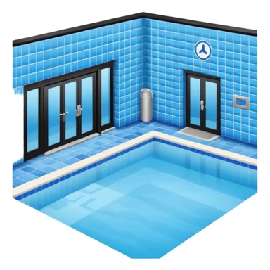 Hotel indoor Pool with entrance door and gym next to it  sticker