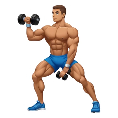 side-view bodybuilder dumbbell lunges sticker