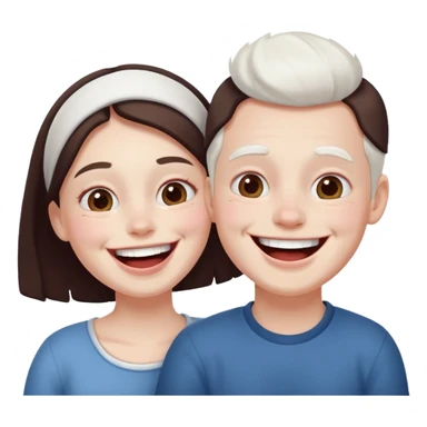 Sister brother laugh background white face white  sticker