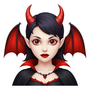 Vampire woman with devil horns and bat wings sticker