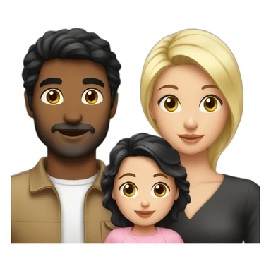 Young Iranian man black hair, blond French wife, and baby girl with black hair sticker