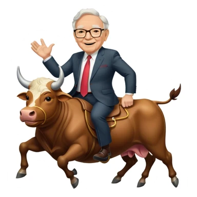 happy Warren Buffet riding bull sticker