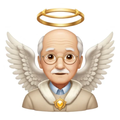 elderly grandfather with angel wings and halo sticker