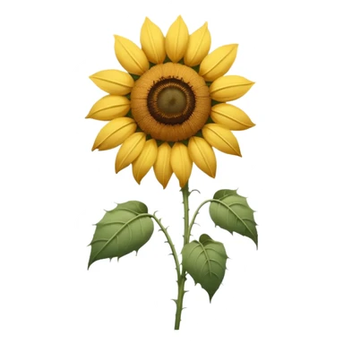 wilted sunflower with drooping stem and faded petals, in the style of the iOS wilted rose emoji sticker