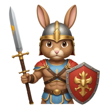 a rabbit Roman Gladiator, half upper body sticker