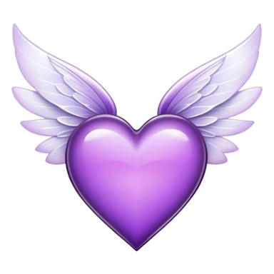 Purple Heart with big elegant white fairy wings sticker