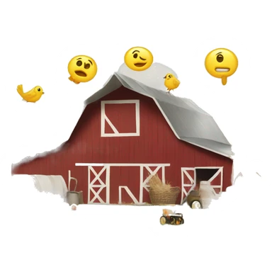 barn on a farm with a yard sale sticker