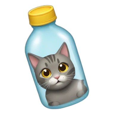 Cat trapped in a wsterbottle sticker