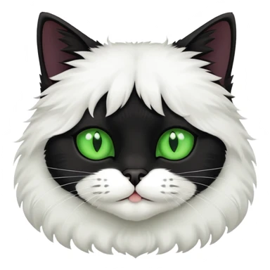 Black cat with white chest and white paws with green eyes  sticker