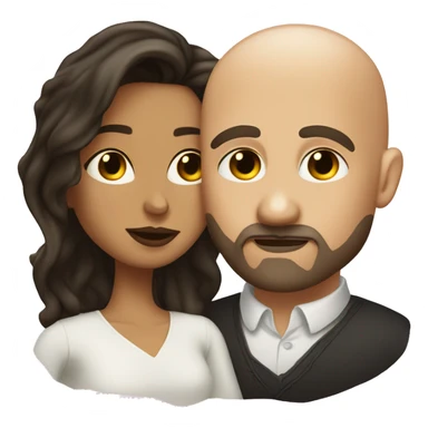 White Man bald with dark beard kissing short Mexican woman with long dark wavy hair sticker