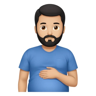 pregnant man with black beard and hair sticker