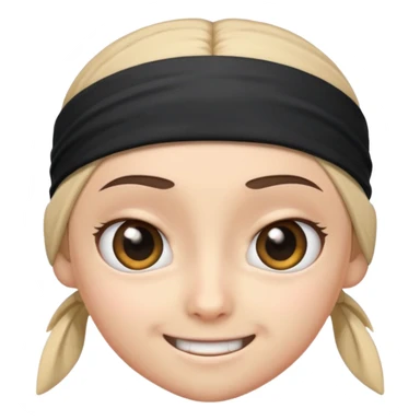ninja face emoji style, big eyes, headband, smiling, no cup shape sticker