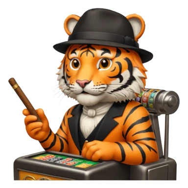 tiger playing a slot machine sticker