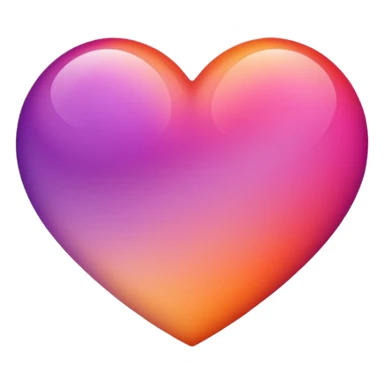 This emoji shows a stylized heart shape rotated 90 degreesIt features a smooth gradient blending warm orange, pink, and purple tones, creating a soft and vibrant look.  sticker