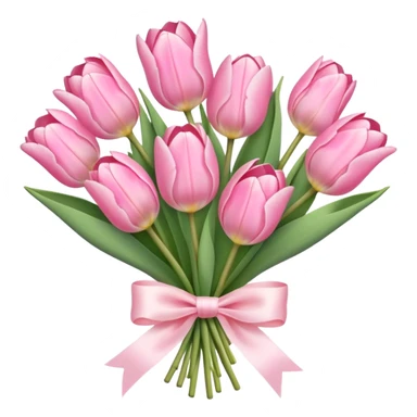 Pastel pink tulip bouquet with bow sticker