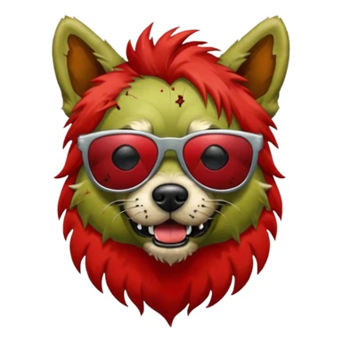 Zombie dog with red hair and sun glasses sticker