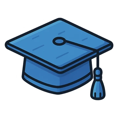 realistic graduation cap in blue tones, authentic details, iconic style, fabric texture, blue tassel, shadow and highlights sticker