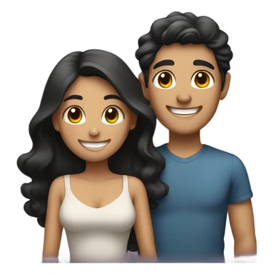 happy couple with dark hair sticker