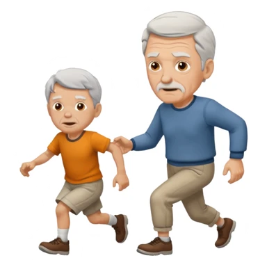old white man chasing little boy sticker