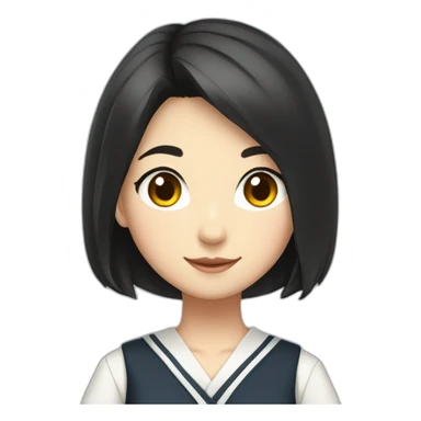 fox teen woman with black haired in Japanese school uniform Full length sticker