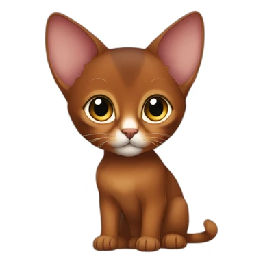 dark red abyssinian cat with big ears and black kitten with small white speck sticker