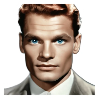 Young Laurence Olivier colorised Blue eyes very neat gelled back fully red hair handsome chiselled jaw sharp cheekbones sticker
