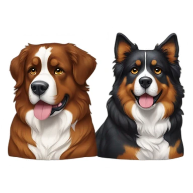 A Bernese dog next to A tortoiseshell cat without white sticker