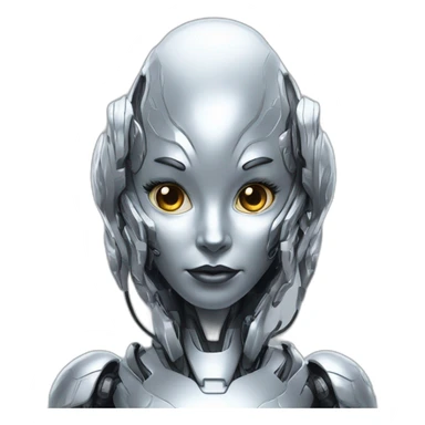 Cyber futuristic silver furry humanoid robot  sticker