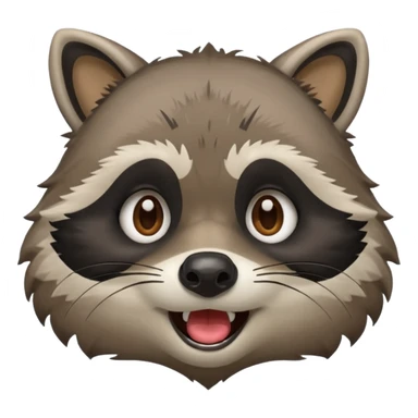 Create emojis from a picture with a raccoon's face. Different emotions, with the addition of paws sticker
