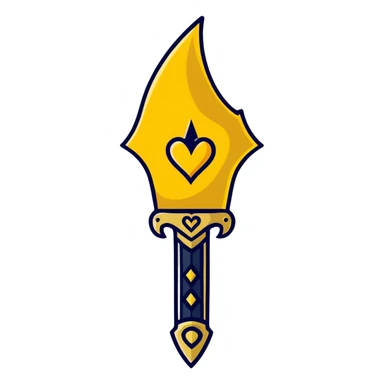 golden heart with a golden dagger crossing it sticker