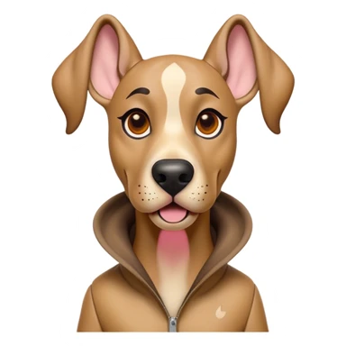 Cinematic Comical Fawn Great Dane Portrait Emoji, Head tilted dramatically with an exaggeratedly amused expression, featuring a sleek fawn coat with a subtle dark mask, wide, expressive amber eyes filled with playful disbelief, Simplified yet hilariously expressive features, highly detailed, glowing with a slightly sassy glow, high shine, dramatic yet playful, stylized with an air of cheeky mischief, bright and endearing, soft glowing outline, capturing the essence of a spirited and over-the-top guardian, so meme-worthy it feels like it could side-eye its way into internet fame instantly! sticker