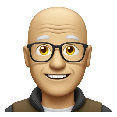 Bald old man with yellow teeth and glasses  sticker