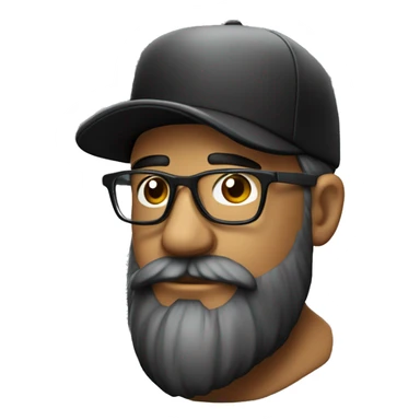 Hombre con barba corta color negro con gorra y lentes sticker