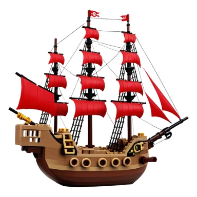 Pirate Ship (Toy) - Lego Pirate Ship (Model Year: 2021) (Iconic colour: Brown with red sails) sticker