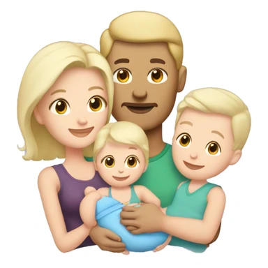 Blonde short hair mom and brunette dad with newborn baby girl  sticker