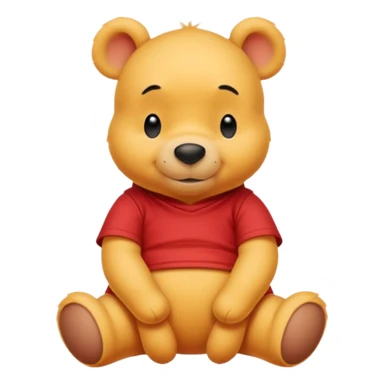 a cute sitting whinne the pooh in a red t shirt sticker