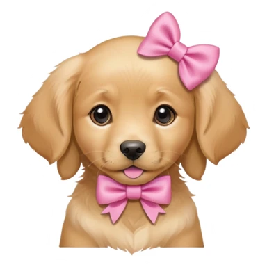 female golden retriever puppy with pink bows above her ears sticker
