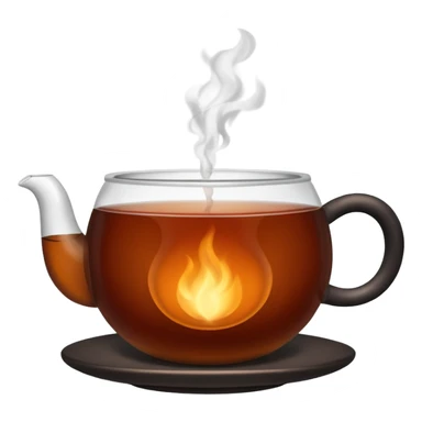 A close-up image of a cup filled with hot black tea, steam rising gently from the surface, placed on a simple background sticker